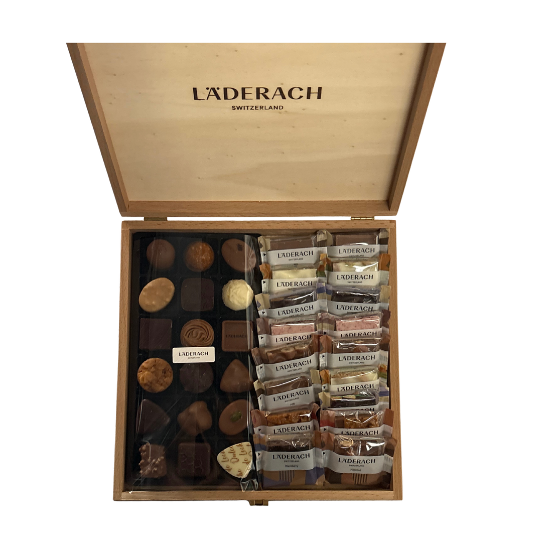 FrischSchoggi Minis and Pralines Wooden Box 470g
